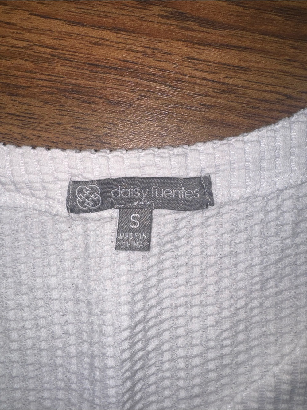 Daisy Fuentes Cream Waffle Knit Top